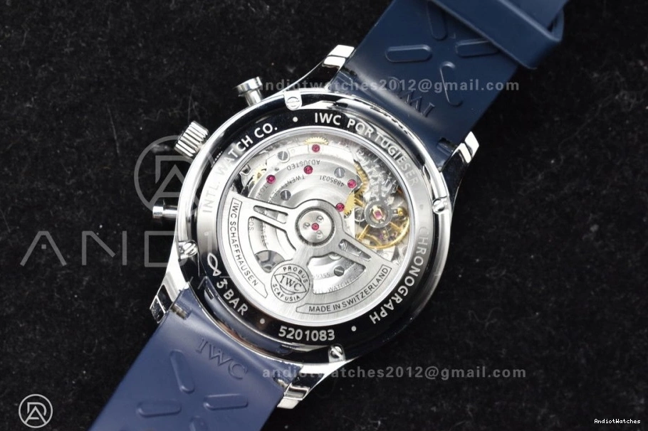 WeatherProof A Blue Chrono Dial Best 1:1 1011 Rubber Edition on Blue White Portuguese IW3716 Z+F Strap 0522